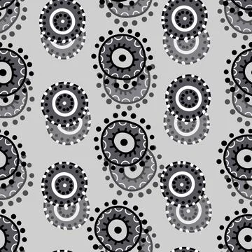Seamless pattern with geometric aboriginal ornament. Ethnic tribal rounded color Stock Illustration