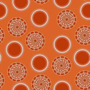 Seamless pattern with geometric aboriginal ornament. Ethnic tribal rounded color Stock Illustration