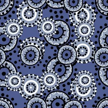 Seamless pattern with geometric aboriginal ornament. Ethnic tribal rounded color Stock Illustration