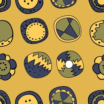 Seamless pattern with geometric aboriginal ornament. Ethnic tribal rounded color Stock Illustration
