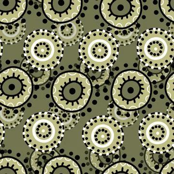 Seamless pattern with geometric aboriginal ornament. Ethnic tribal rounded color Stock Illustration