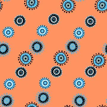 Seamless pattern with geometric aboriginal ornament. Ethnic tribal rounded color Stock Illustration