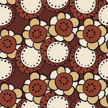 Seamless pattern with geometric aboriginal ornament. Ethnic tribal rounded color Stock Illustration
