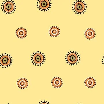 Seamless pattern with geometric aboriginal ornament. Ethnic tribal rounded color Stock Illustration
