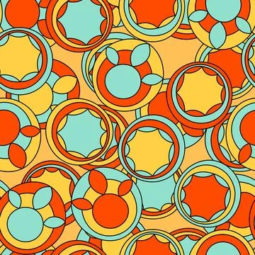 Seamless pattern with geometric aboriginal ornament. Ethnic tribal rounded color Stock Illustration