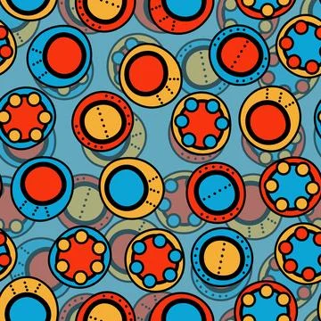 Seamless pattern with geometric aboriginal ornament. Ethnic tribal rounded color Stock Illustration