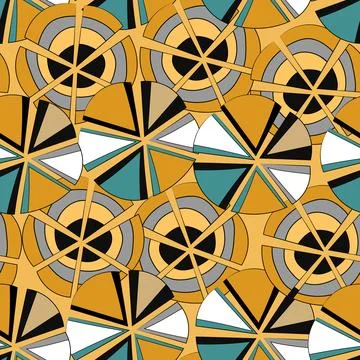 Seamless pattern with geometric aboriginal ornament. Ethnic tribal rounded color Stock Illustration