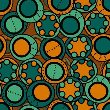 Seamless pattern with geometric aboriginal ornament. Ethnic tribal rounded color Stock Illustration