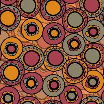 Seamless pattern with geometric aboriginal ornament. Ethnic tribal rounded color Illustrazione stock
