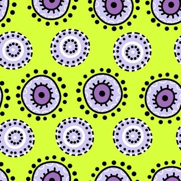 Seamless pattern with geometric aboriginal ornament. Ethnic tribal rounded color Stock Illustration