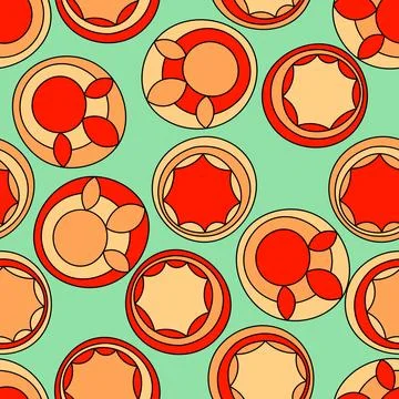 Seamless pattern with geometric aboriginal ornament. Ethnic tribal rounded color Stock Illustration
