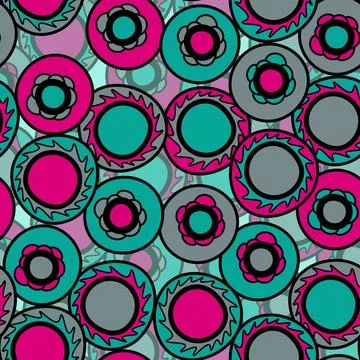 Seamless pattern with geometric aboriginal ornament. Ethnic tribal rounded color Stock Illustration