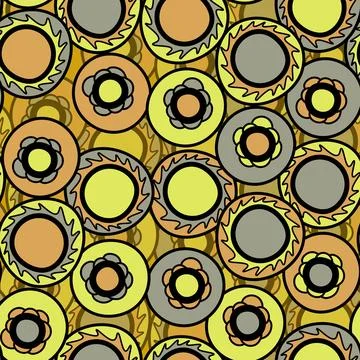 Seamless pattern with geometric aboriginal ornament. Ethnic tribal rounded color Stock Illustration