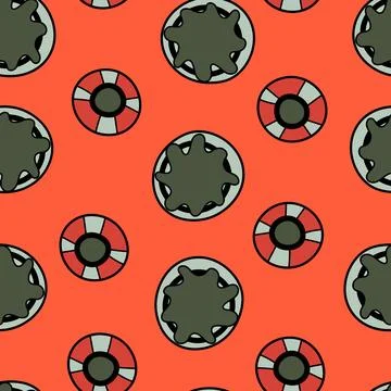 Seamless pattern with geometric aboriginal ornament. Ethnic tribal rounded color Stock Illustration