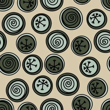 Seamless pattern with geometric aboriginal ornament. Ethnic tribal rounded color Stock Illustration