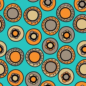 Seamless pattern with geometric aboriginal ornament. Ethnic tribal rounded color Stock Illustration