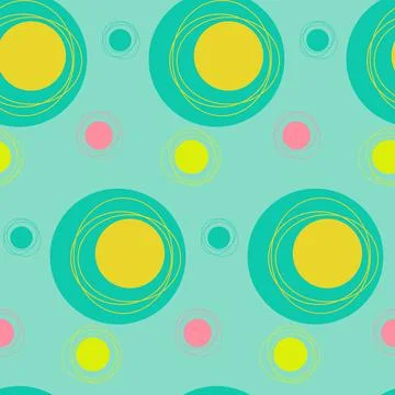 Seamless pattern, geometric abstract circle yellow green, vector illustration Stock Illustration