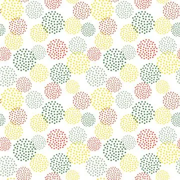 Seamless pattern, geometric abstraction. Vector. Dotted circles in green, r.. Stock Illustration