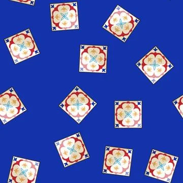 Seamless pattern geometric arabic mosaic tile cartoon vector Stock Illustration
