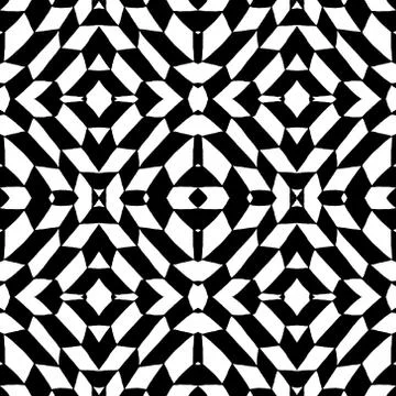 Seamless pattern geometric black and white tiles. Vector illustration. Drawing Stock Illustration