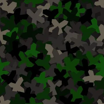 Seamless pattern with geometric camouflage. Military dark green background. Stock Illustration
