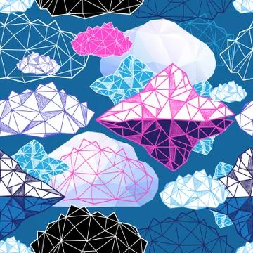 Seamless  pattern with geometric clouds Stock Illustration