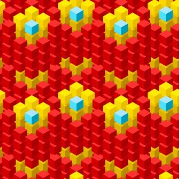 Seamless pattern with geometric cubes colorful tiled ornament Illustrazione stock