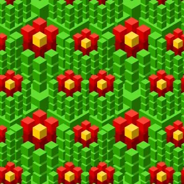 Seamless pattern with geometric cubes colorful tiled ornament Stock Illustration