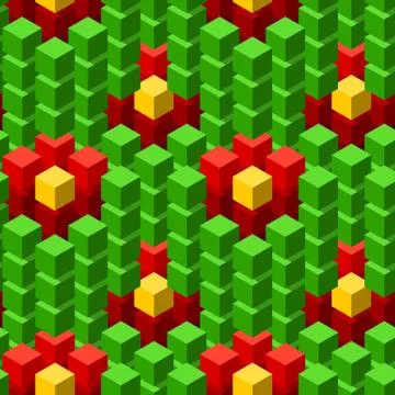 Seamless pattern with geometric cubes colorful tiled ornament 库存插图