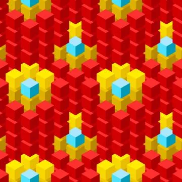 Seamless pattern with geometric cubes colorful tiled ornament Illustrazione stock