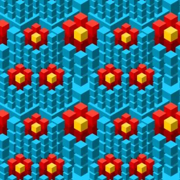 Seamless pattern with geometric cubes colorful tiled ornament Illustrazione stock