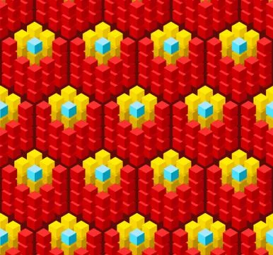 Seamless pattern with geometric cubes colorful tiled ornament Stockillustratie