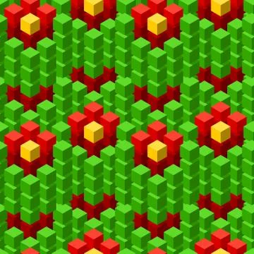 Seamless pattern with geometric cubes colorful tiled ornament Stock Illustration