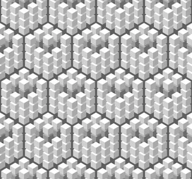 Seamless pattern with geometric cubes white tiled ornament Illustrazione stock