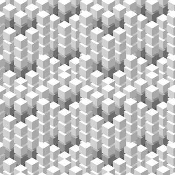 Seamless pattern with geometric cubes white tiled ornament Stock Illustration