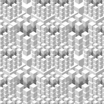 Seamless pattern with geometric cubes white tiled ornament Stock Illustration