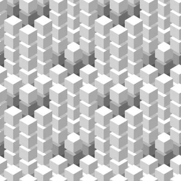 Seamless pattern with geometric cubes white tiled ornament 库存插图