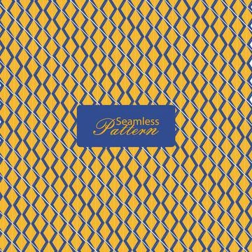 Seamless Pattern with Geometric Diamond Lattice in Yellow and Blue Stock Illustration