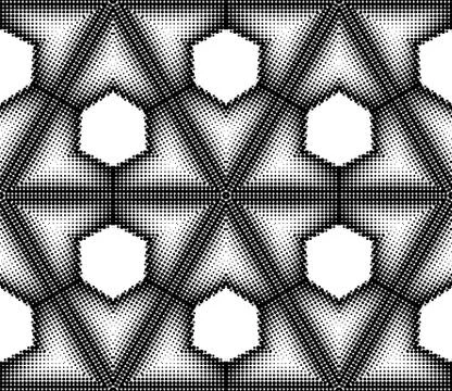 Seamless pattern with geometric dotted tiles and arabic pattern grid for abst Stock Illustration