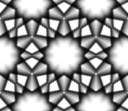 Seamless pattern with geometric dotted tiles and arabic pattern grid for abst Stock Illustration