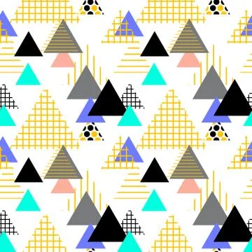 Seamless pattern Geometric elements Memphis Postmodern Retro fashion style 80 Stock Illustration