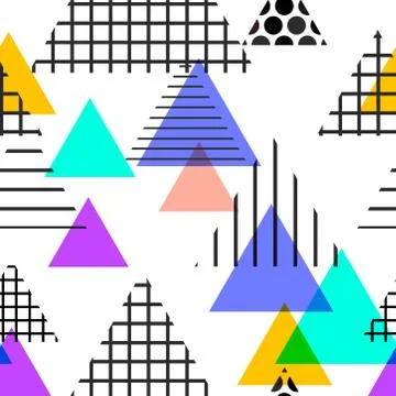 Seamless pattern Geometric elements Memphis Postmodern Retro fashion style 80 Stock Illustration