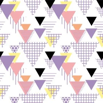 Seamless pattern Geometric elements Memphis Postmodern Retro fashion style 80 Stock Illustration