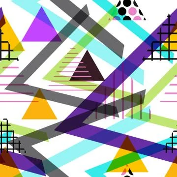 Seamless pattern Geometric elements Memphis Postmodern Retro fashion style 80 Stock Illustration