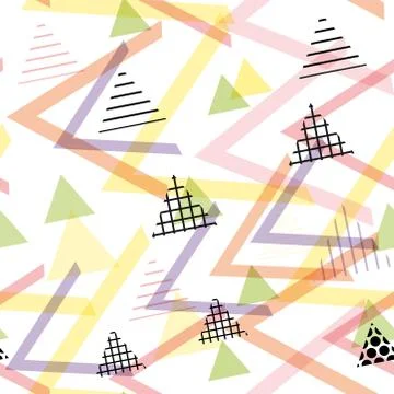 Seamless pattern Geometric elements Memphis Postmodern Retro fashion style 80 Stock Illustration