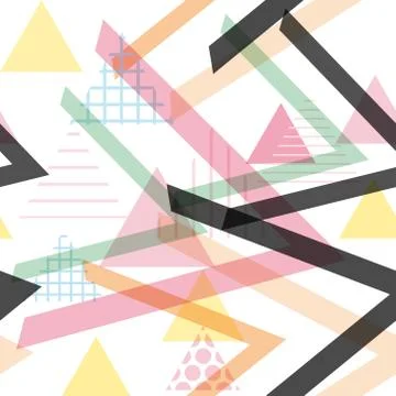 Seamless pattern Geometric elements Memphis Postmodern Retro fashion style 80 Stock Illustration