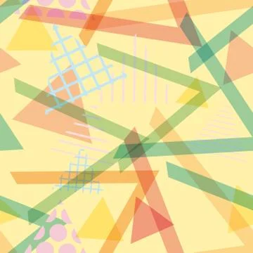 Seamless pattern Geometric elements Memphis Postmodern Retro fashion style 80 Stock Illustration