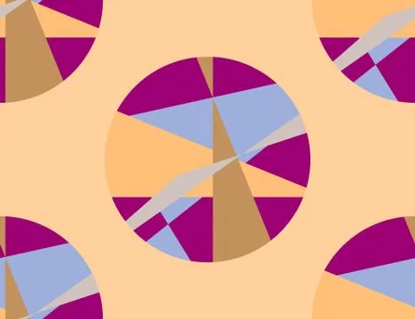 Seamless Pattern of Geometric Figures Isolated on Yellow Background. Stock Illustration