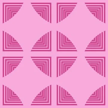 Seamless pattern with geometric figures. Vector illustration. Pink and whit.. 스톡 일러스트