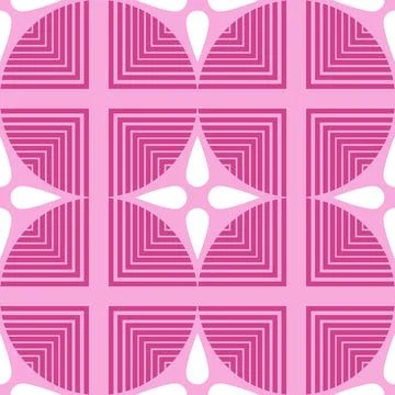 Seamless pattern with geometric figures. Vector illustration. Pink and whit.. Stock Illustration